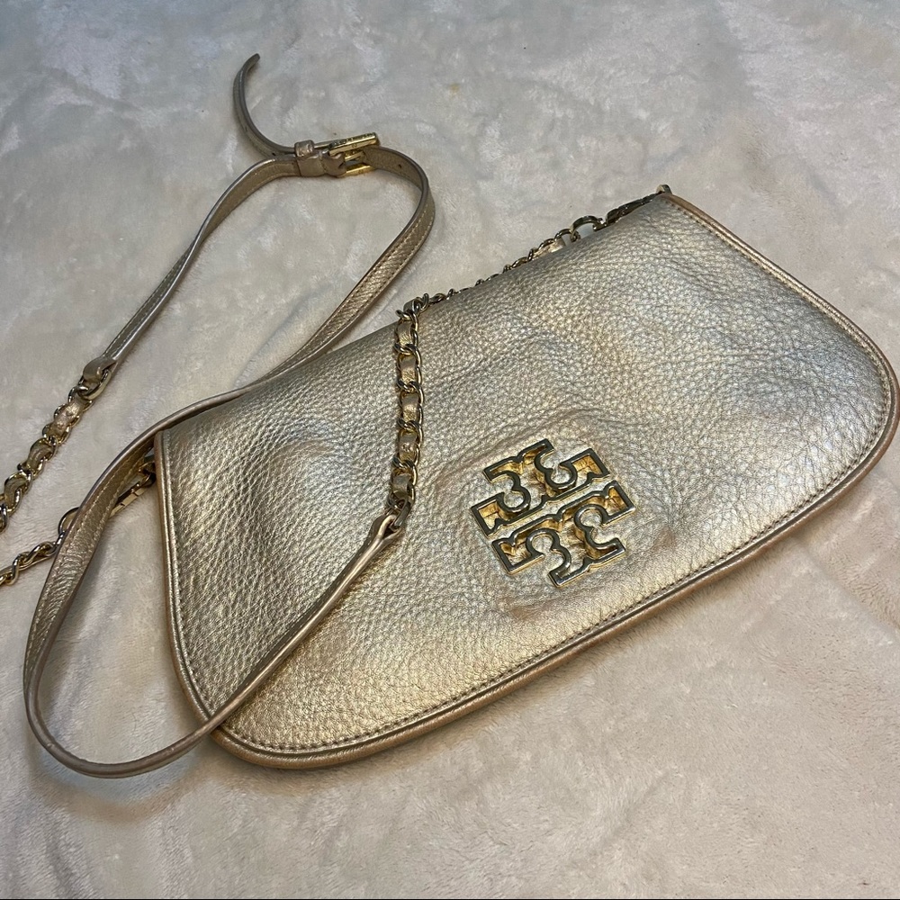 Tory Burch gold crossbody clutch